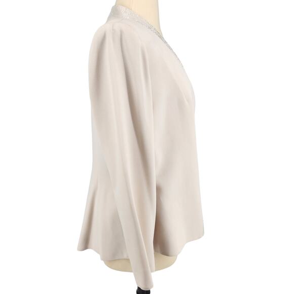 Daymor Couture Cream Beaded Evening Jacket Open Front Formal Wear Elegant Layer - Picture 5 of 9